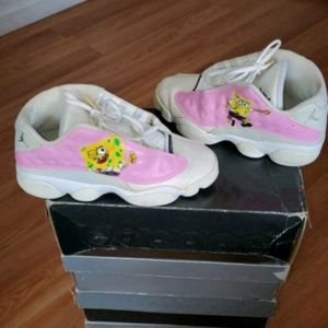 Custom Made Air Jordan's 13 White Size 6Y in the b